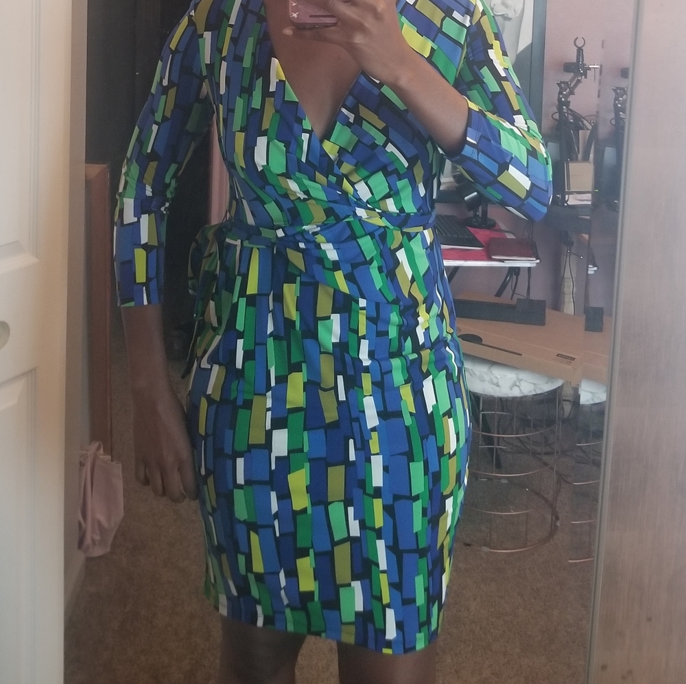 Nine West Abstract Print Wrap Dress
